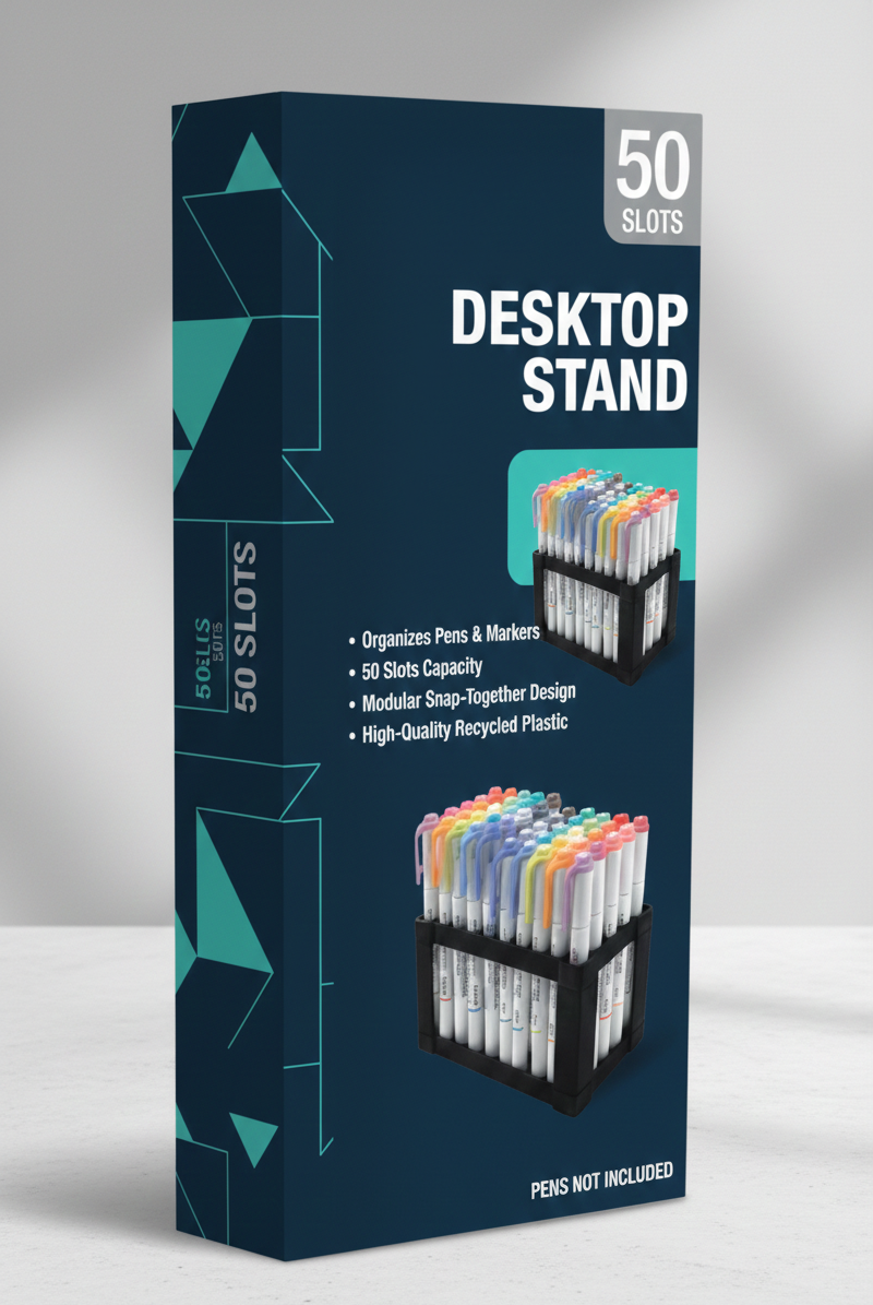 Gemini_Generated_Image_v7nemuv7nemuv7ne Desktop Stand with 50 Pen/Marker Slots - Image 1