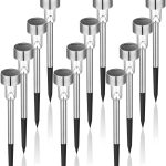GIGALUMI Solar Lights Outdoor Waterproof, 12 Pack, Stainless Steel LED Solar Garden Lights for Patio, Lawn, Yard and Landscape, Cold White