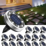 16 Pack Solar Lights Outdoor, 8 LED Solar Ground Lights IP65 Waterproof Flat Solar Disc Light, Pathway Lights for Garden Lawn Patio Yard Path Landscape, Cool White