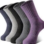 Pleneal Merino Wool Hiking Socks for Men, Thick Thermal Warm Winter Crew Boot Cushion Wicking Socks 5 Pairs for Cold Weather